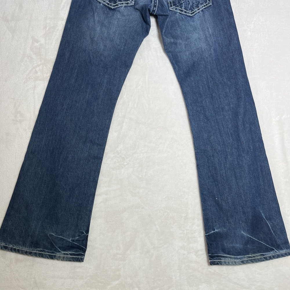 BKE Buckle Justin Mens 28x31 1/2 Distressed Straight Thick Stitch Jeans Jake EUC - Picture 14 of 16